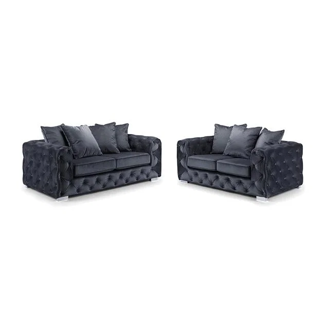 Anasty Plush 3 plus 2 Sofa Set - Black