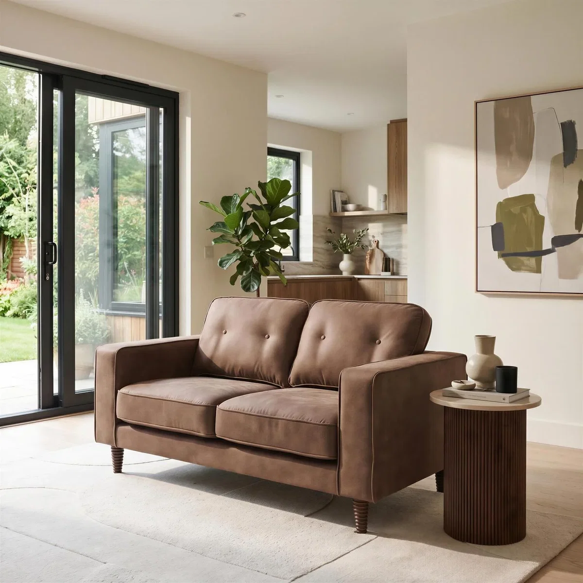 Jasper Faux Leather 2 Seater Sofa - Brown – image 2
