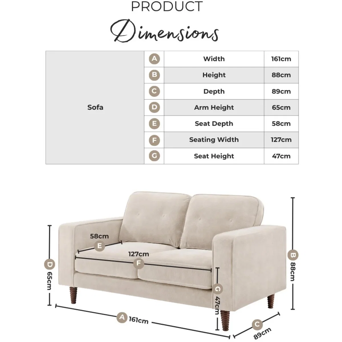 Jasper Faux Leather 2 Seater Sofa - Brown – image 3