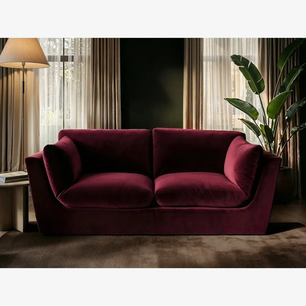 Orson 3 Seater Sofa Velvet - Burgundy