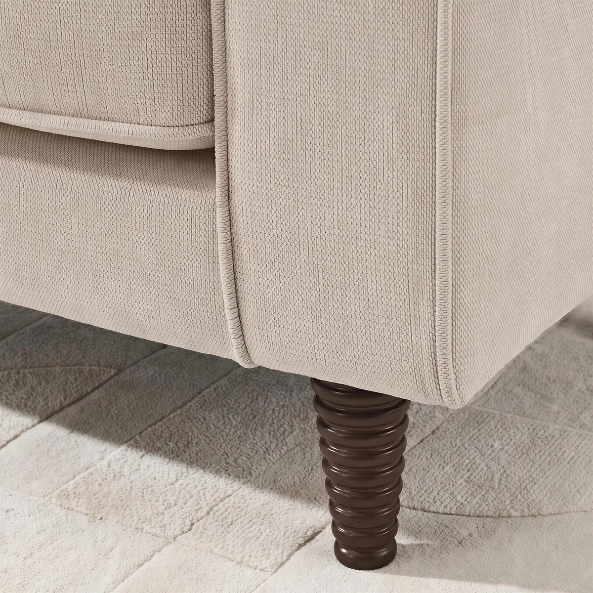 Jasper Linen-Look Fabric 3 Seater Sofa - Beige – image 7