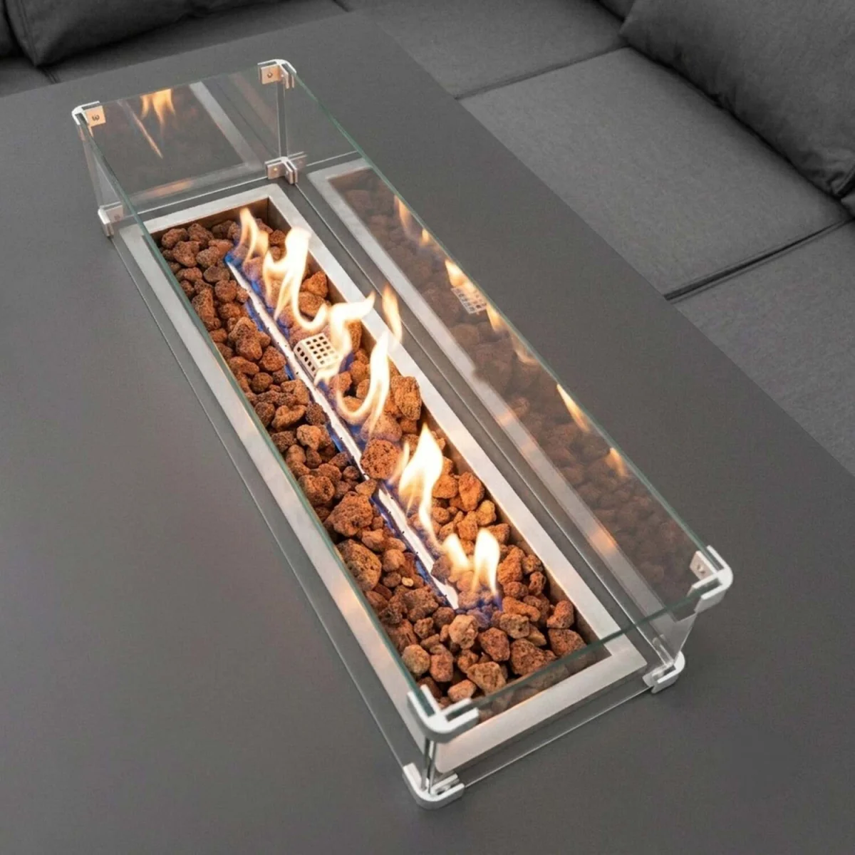 7 Seater Aluminium Sofa Set with Firepit - Grey – image 4