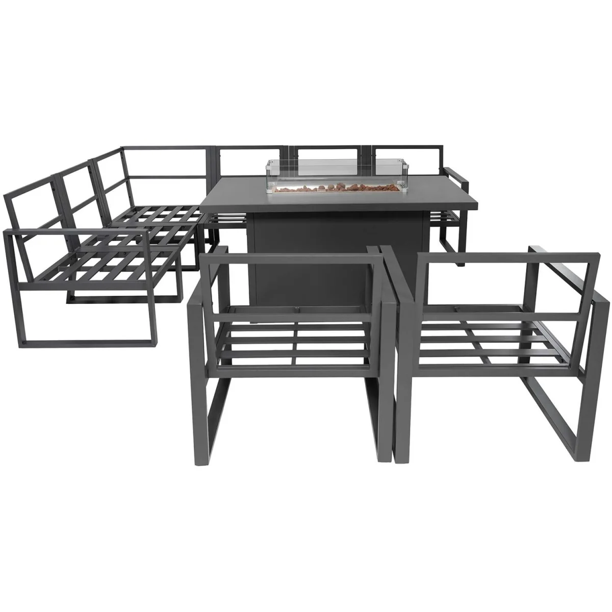7 Seater Aluminium Sofa Set with Firepit - Grey – image 7