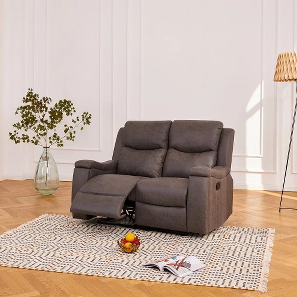 Colls 3, 2 and 1 Seater Sofa Suite Manual Recline Grey Faux Leather - Dark Grey Faux Leather / 2