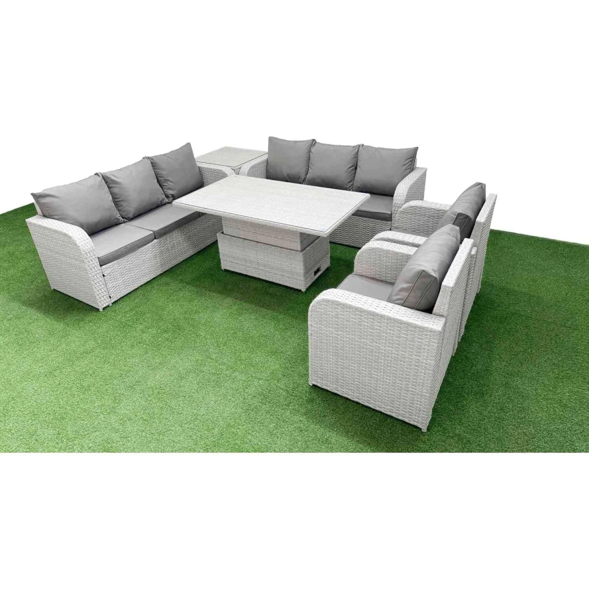 Fimous 6-Piece PE Rattan High-Back Patio Sofa Set with Adjustable Recliners. - Light Grey – image 5
