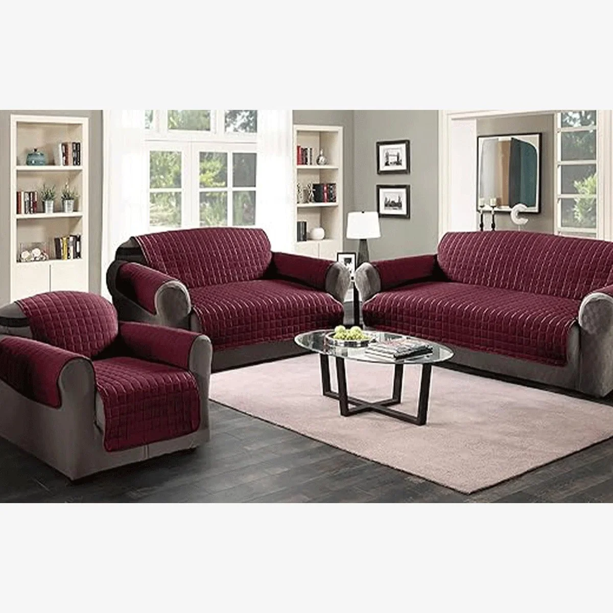 Soft Touch Water-Repellant Sofa Protector - Wine / 3 Seater