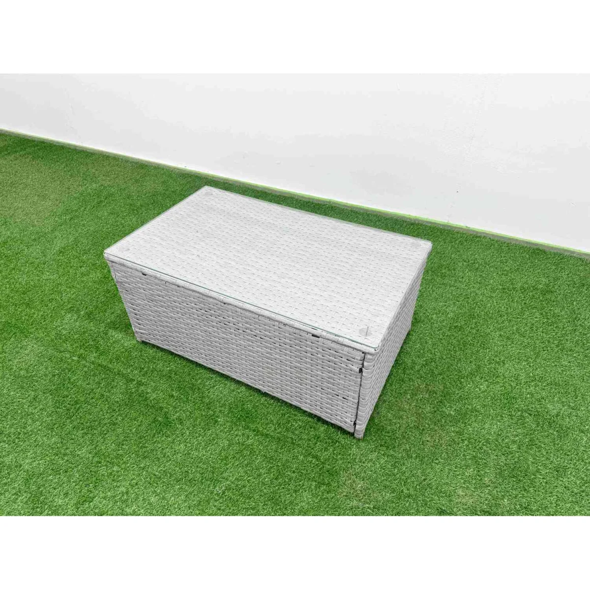 Fimous PE Rattan High Back 10-Seater Patio Sofa Set in Light Grey. - Light grey rattan with dark grey fabric – image 2