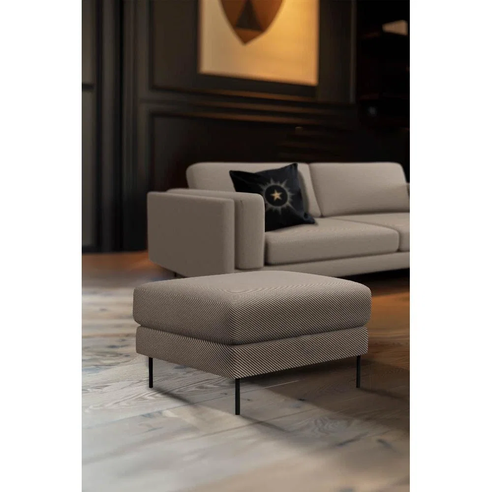 The Grace Foot Stool In Studio Stripe Velvet Sand & Black – image 3