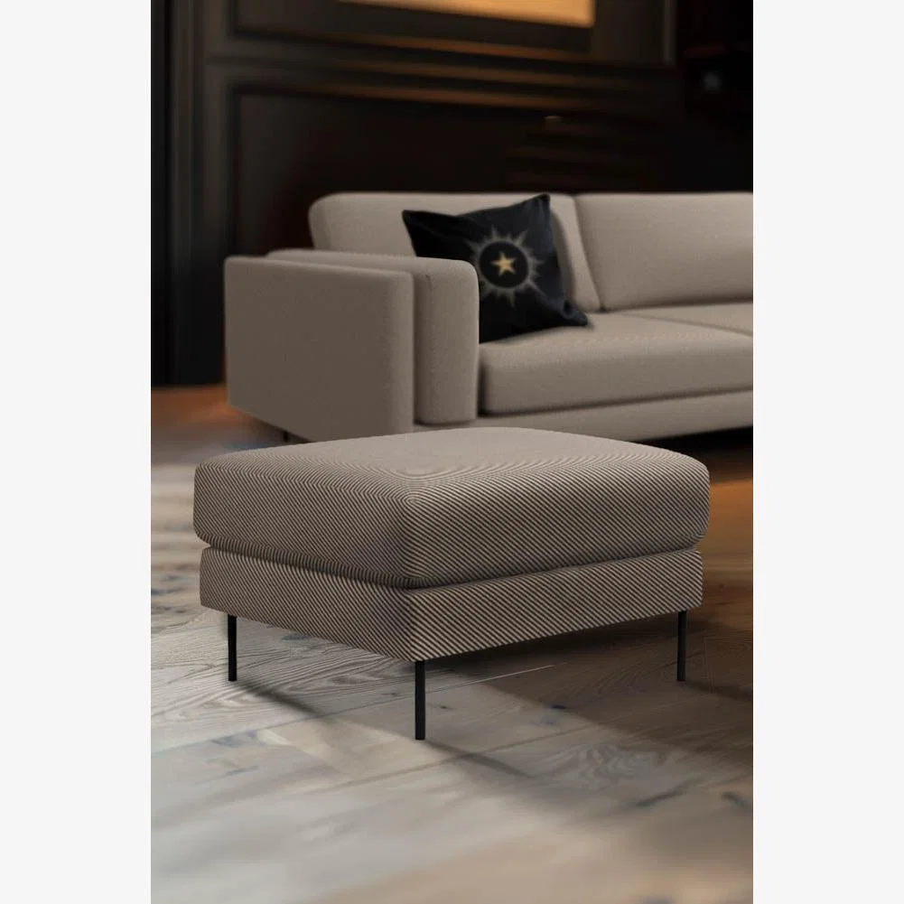 The Grace Foot Stool In Studio Stripe Velvet Sand & Black – image 1