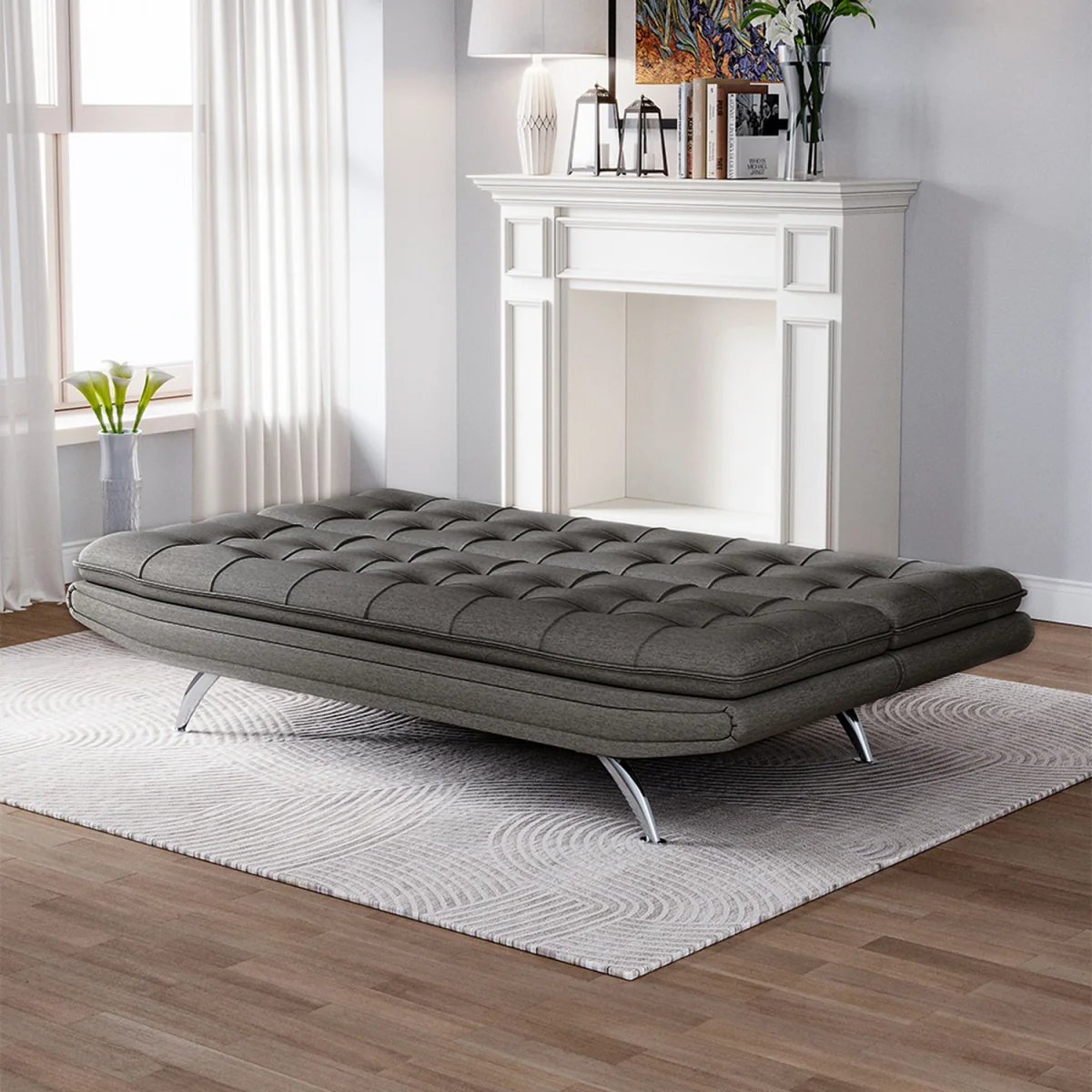 Fabric 3-Seater Convertible Sofa Bed - Dark Grey – image 2