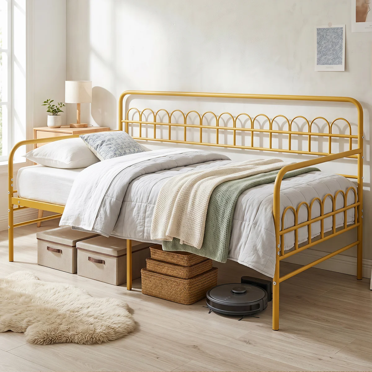 Metal Slats Sofa Bed - Gold – image 2