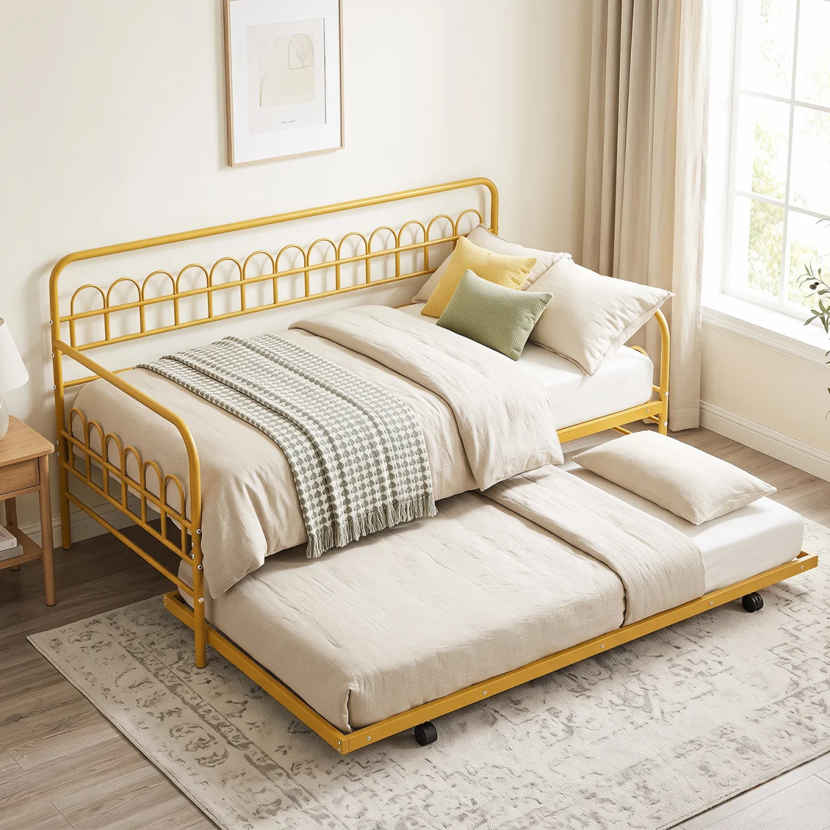 Metal Slats Sofa Bed - Gold – image 4