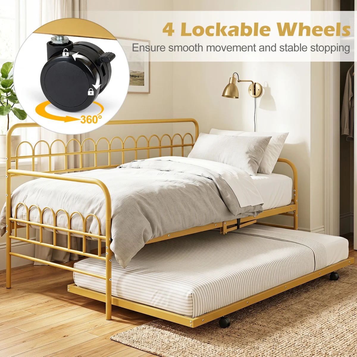 Metal Slats Sofa Bed - Gold – image 6