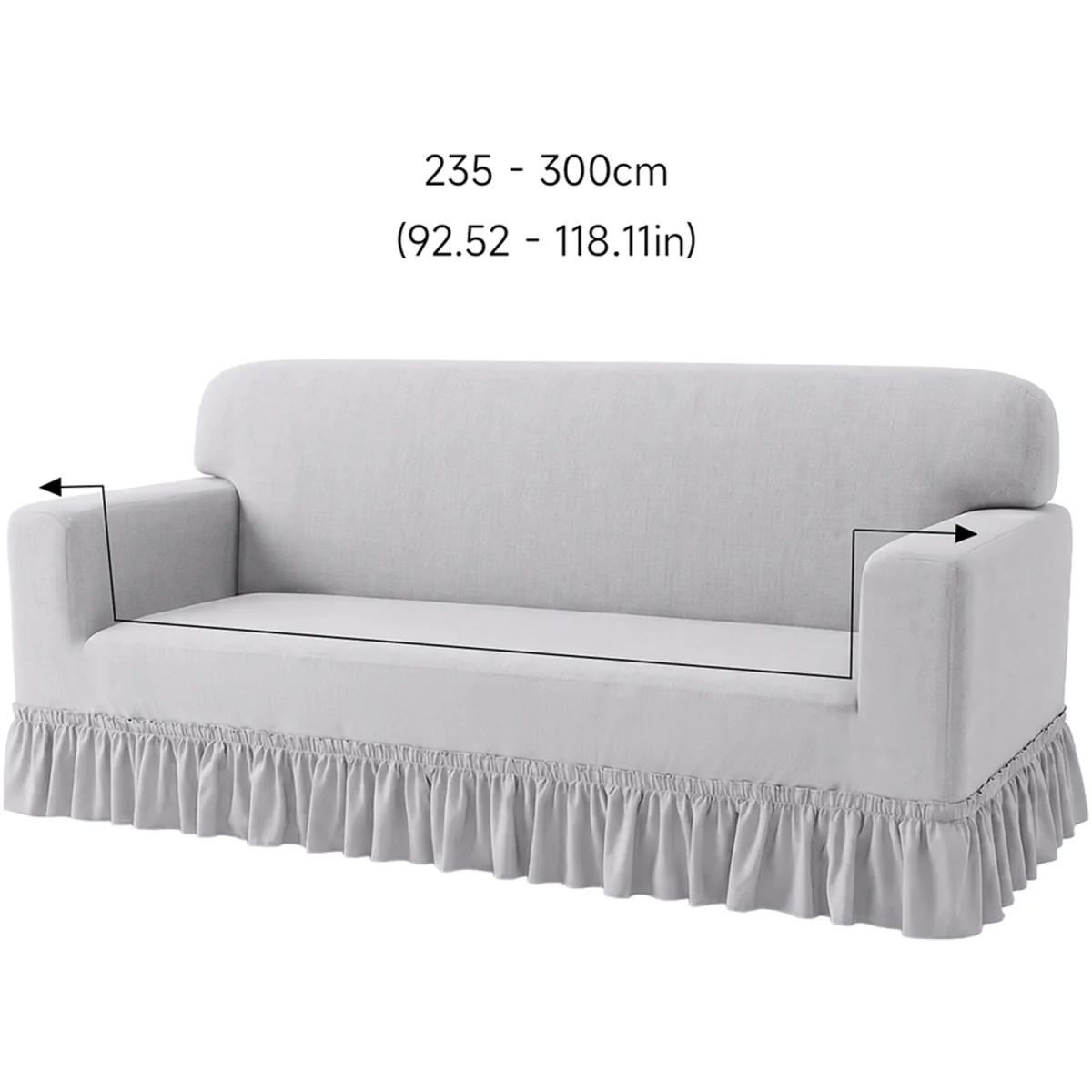 High Stretch Sofa Cover with Foam Rods - Light Grey / 145 - 185 cm / 24.5cm – image 8