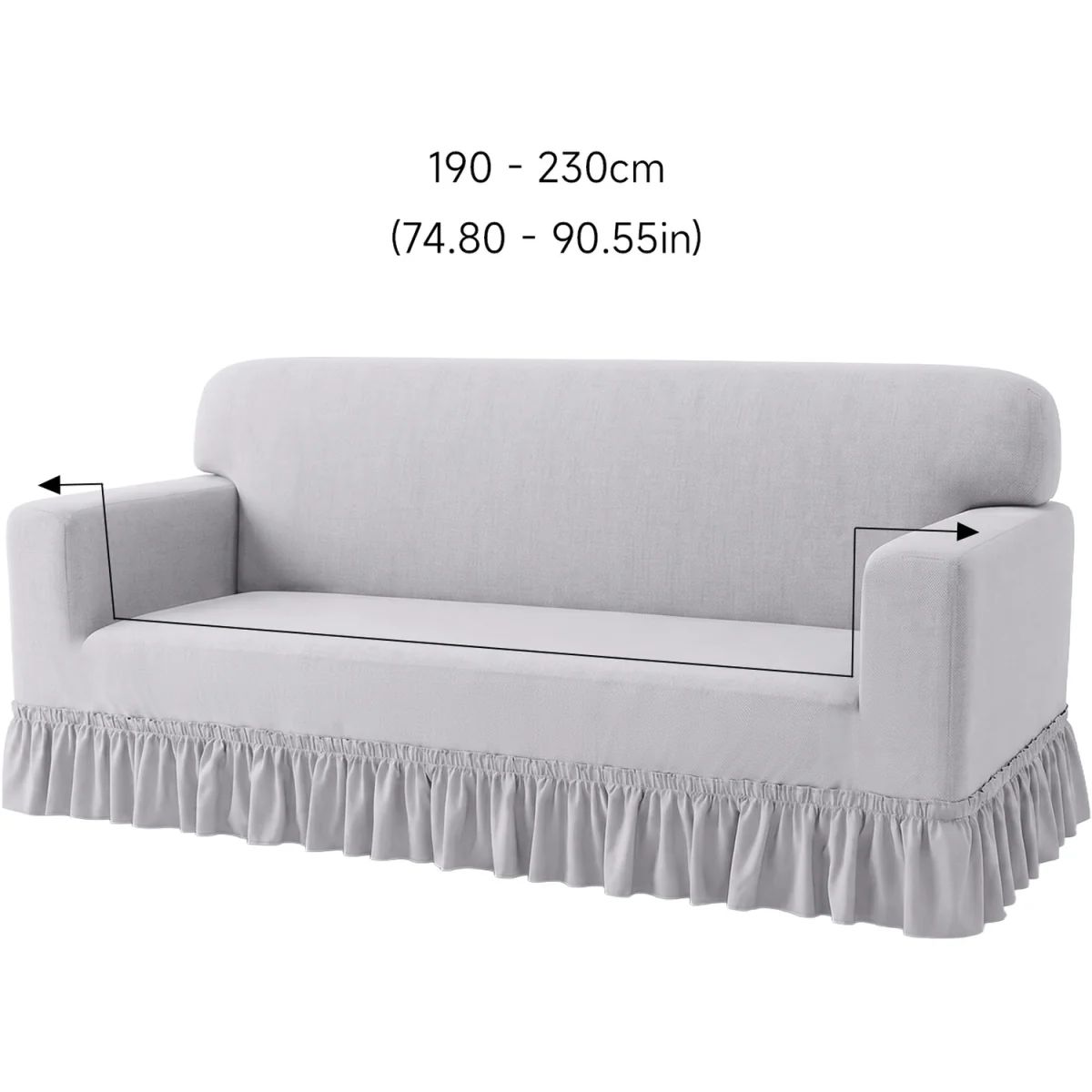 High Stretch Sofa Cover with Foam Rods - Light Grey / 145 - 185 cm / 24.5cm – image 9