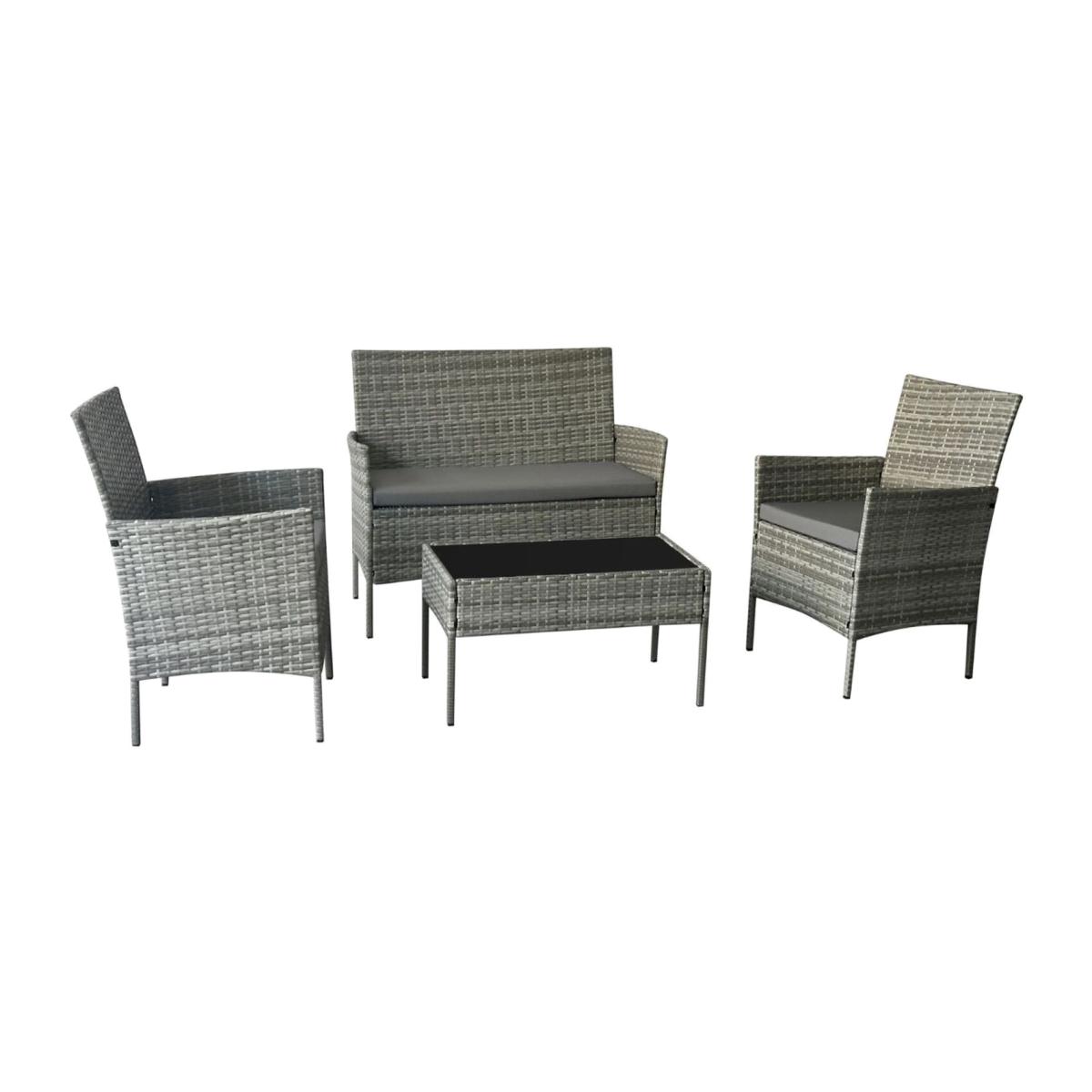 Suntime Fiji 4pc Steel and Rattan Sofa Set - Grey