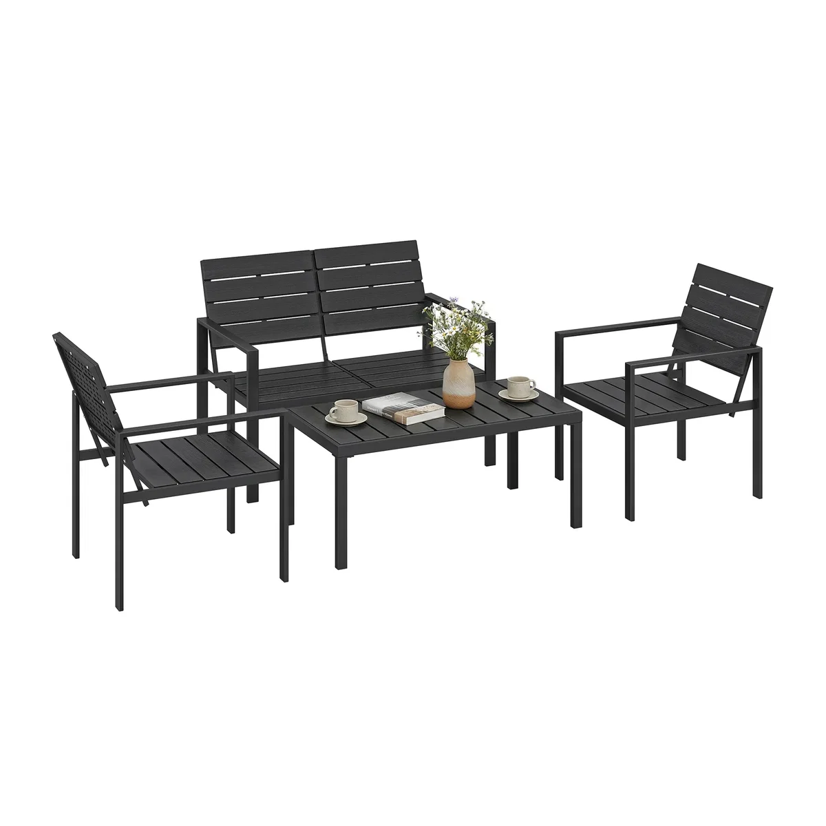 Outsunny 3 Seater Rattan Sofa with Tough Metal Frame - 185cm