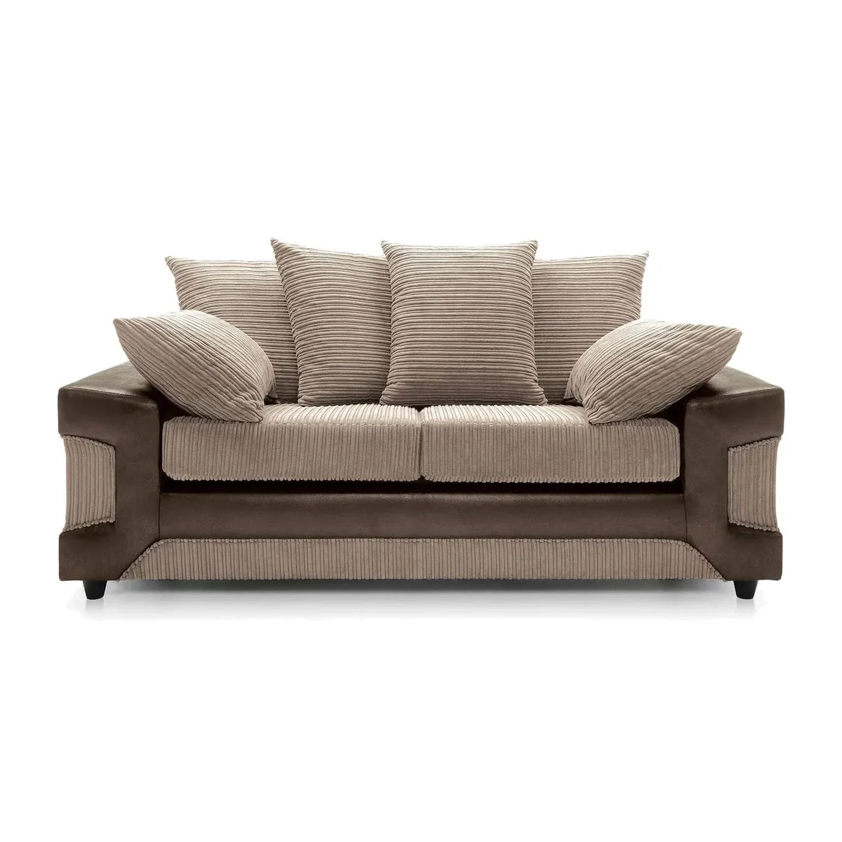 DINO Jumbo Cord Fabric 3 Seater Sofa - Brown & Coffee