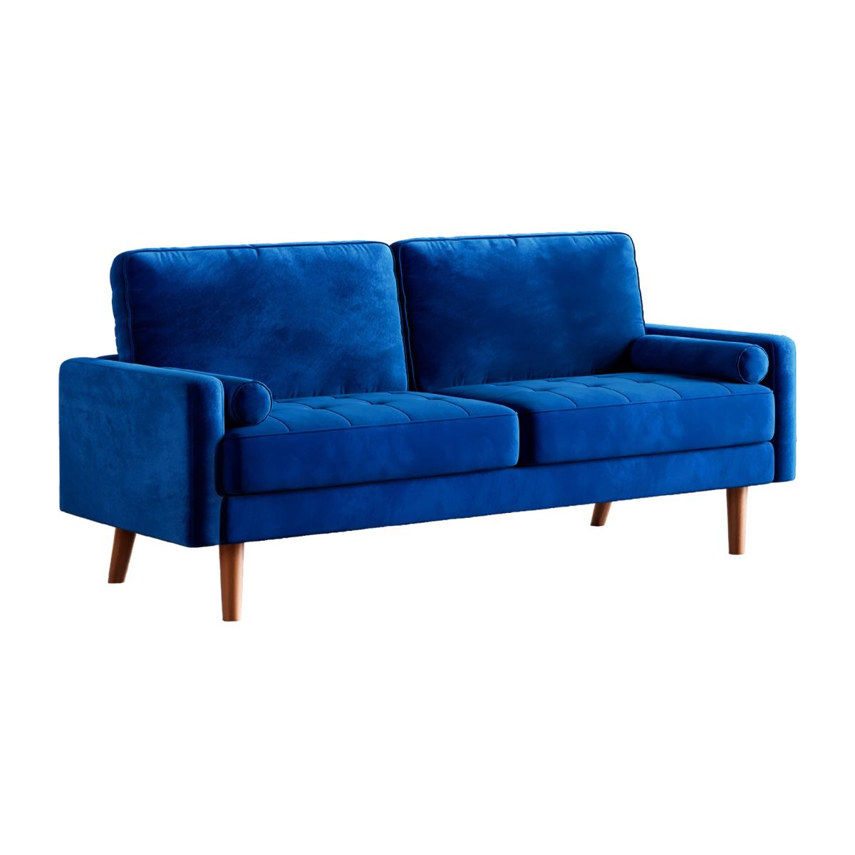 Velvet Sofa 3 Seater Couches - Blue