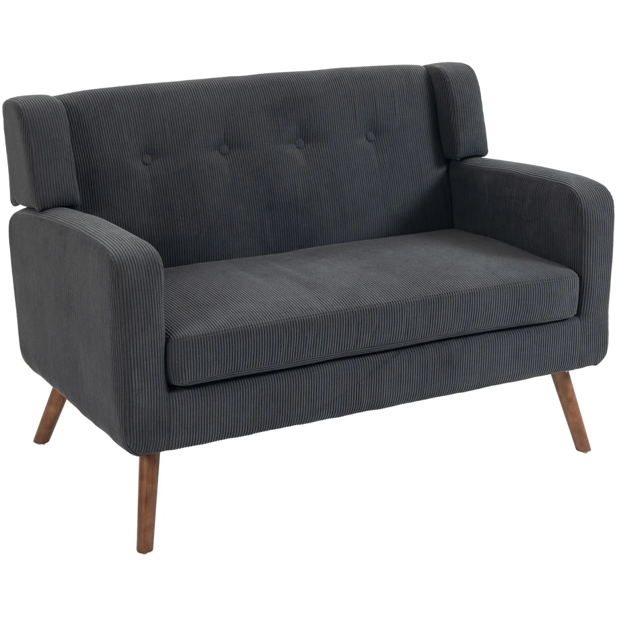 HOMCOM 2 Seater Sofa, 118 cm Corduroy Small Loveseat Sofa - Dark Grey – image 3