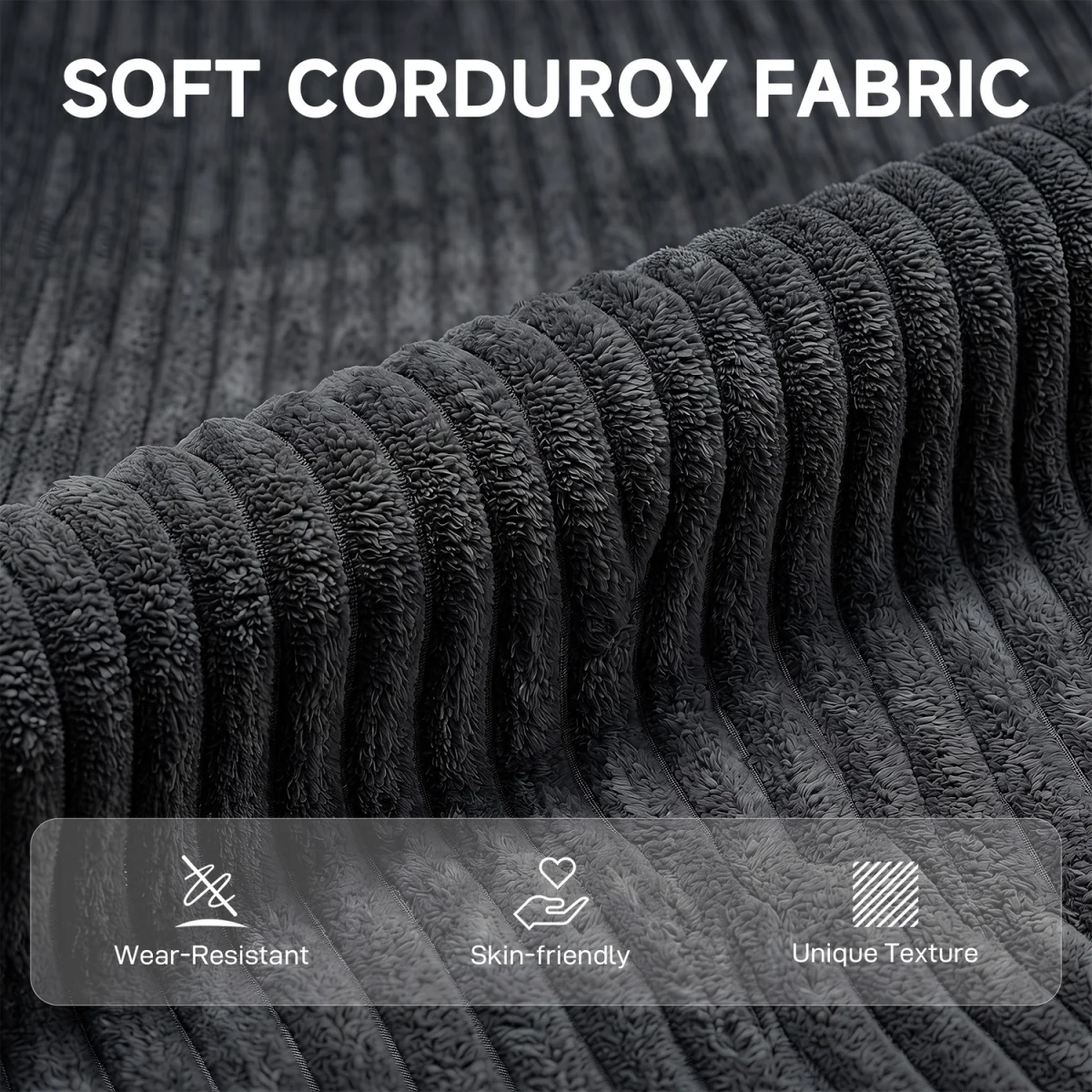 HOMCOM 2 Seater Sofa, 118 cm Corduroy Small Loveseat Sofa - Dark Grey – image 5