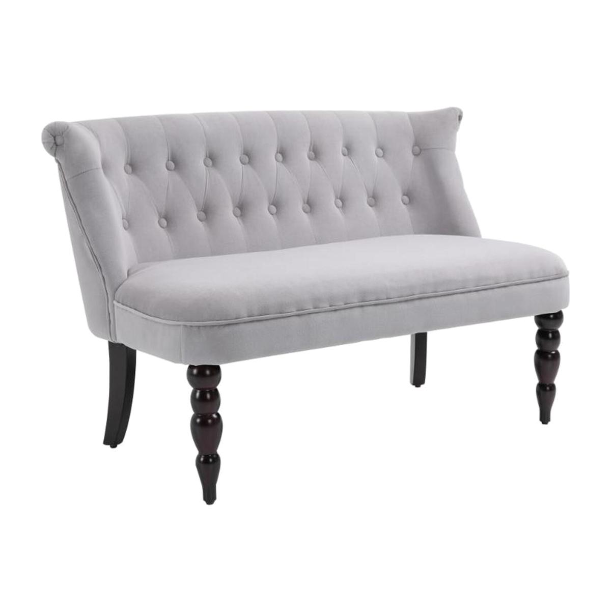 2 Seater Sofa with Tufted Buttons - Grey