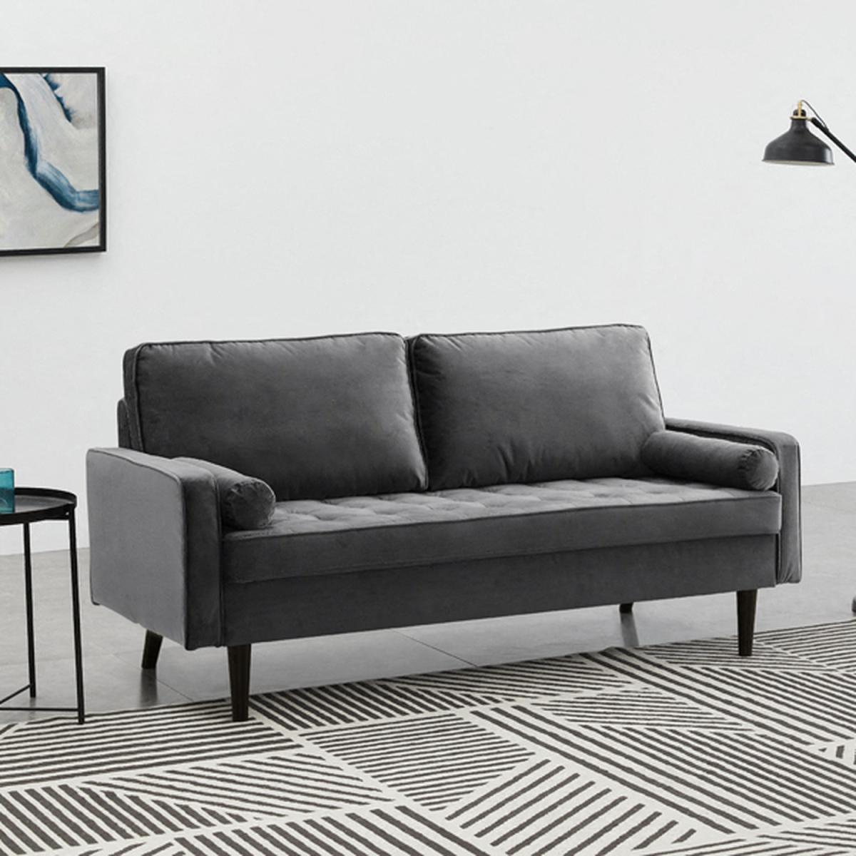 Scott Velvet Sofa Suite - Grey Velvet / 3