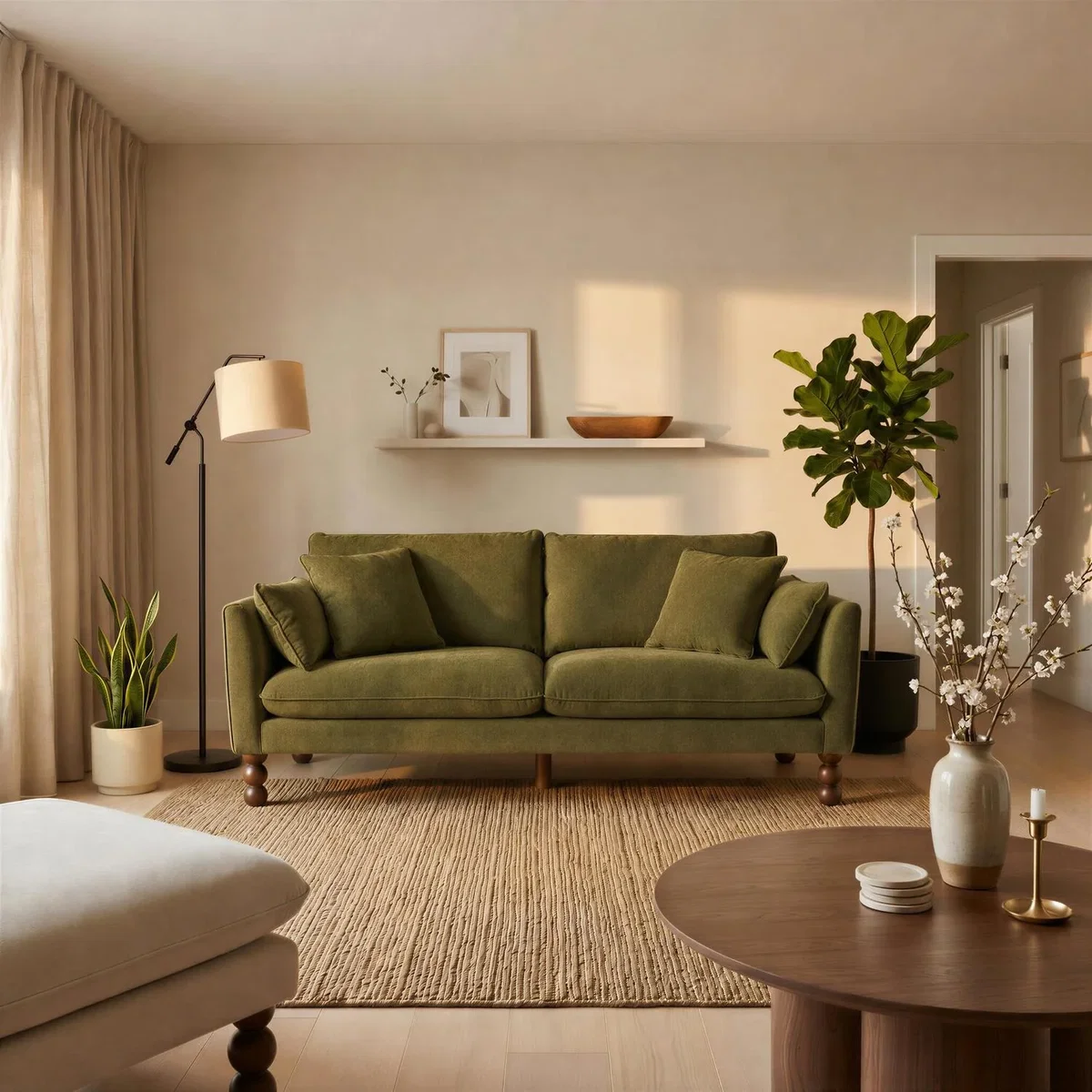 Monroe Chenille Fabric 3 Seater Sofa - Green – image 1