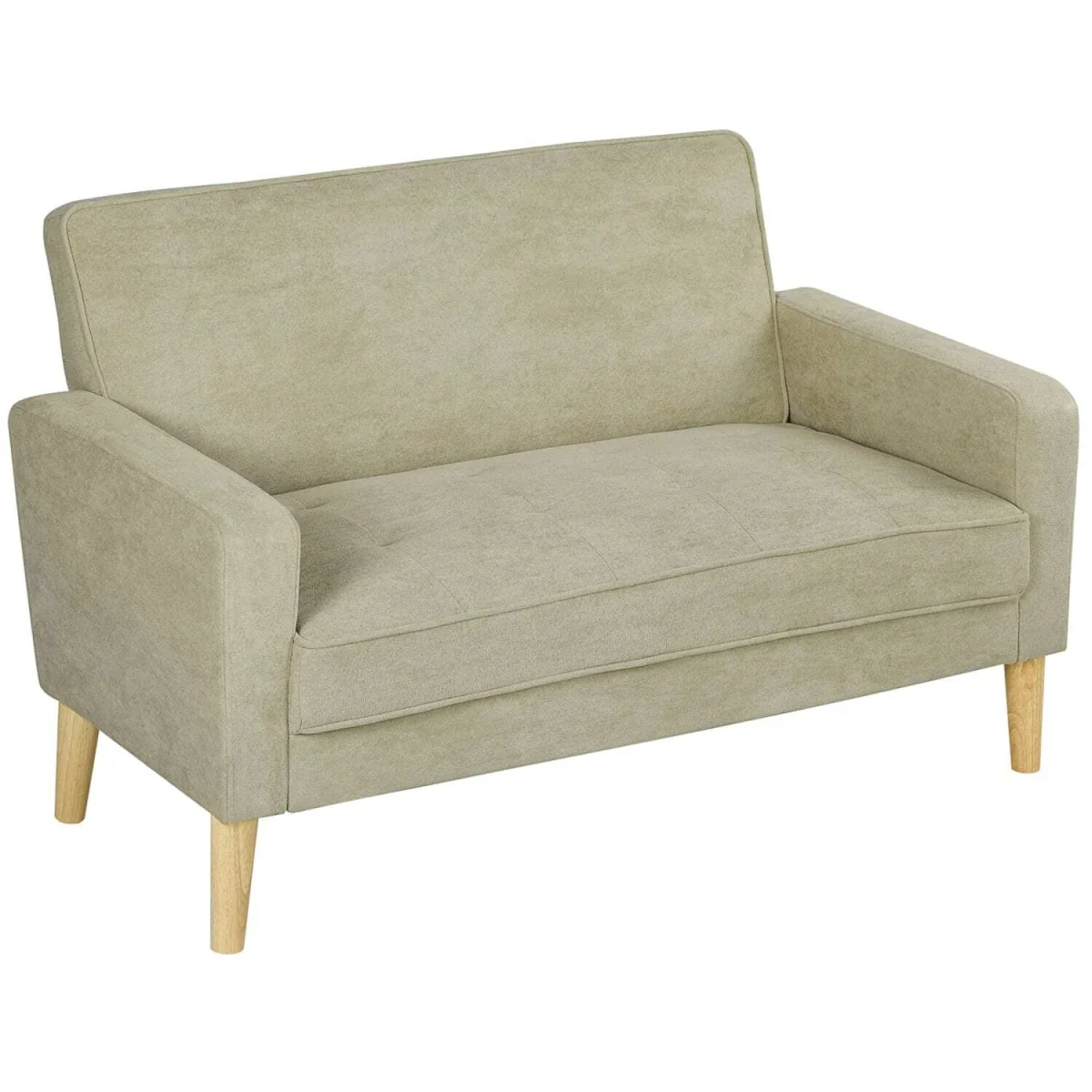 Vikava Beige Velvet Two-Seater Sofa - Natural Wooden Legs – image 3