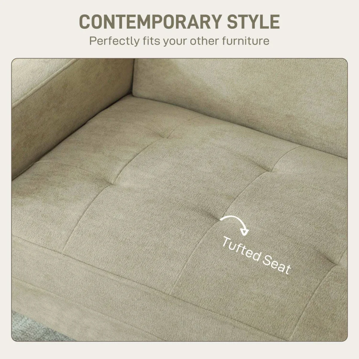 Vikava Beige Velvet Two-Seater Sofa - Natural Wooden Legs – image 6
