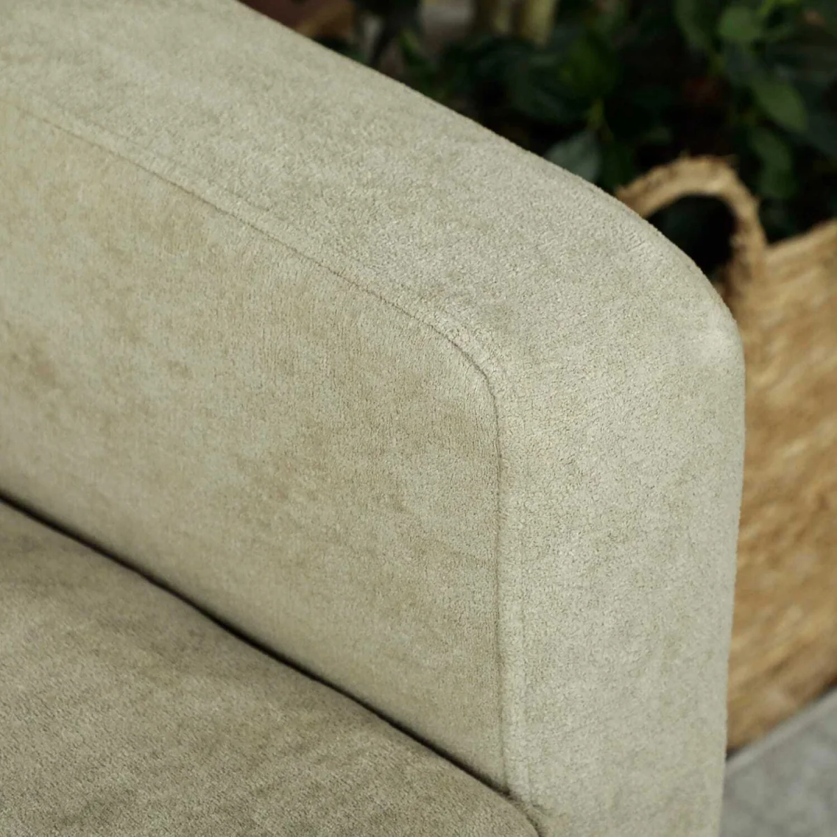 Vikava Beige Velvet Two-Seater Sofa - Natural Wooden Legs – image 7
