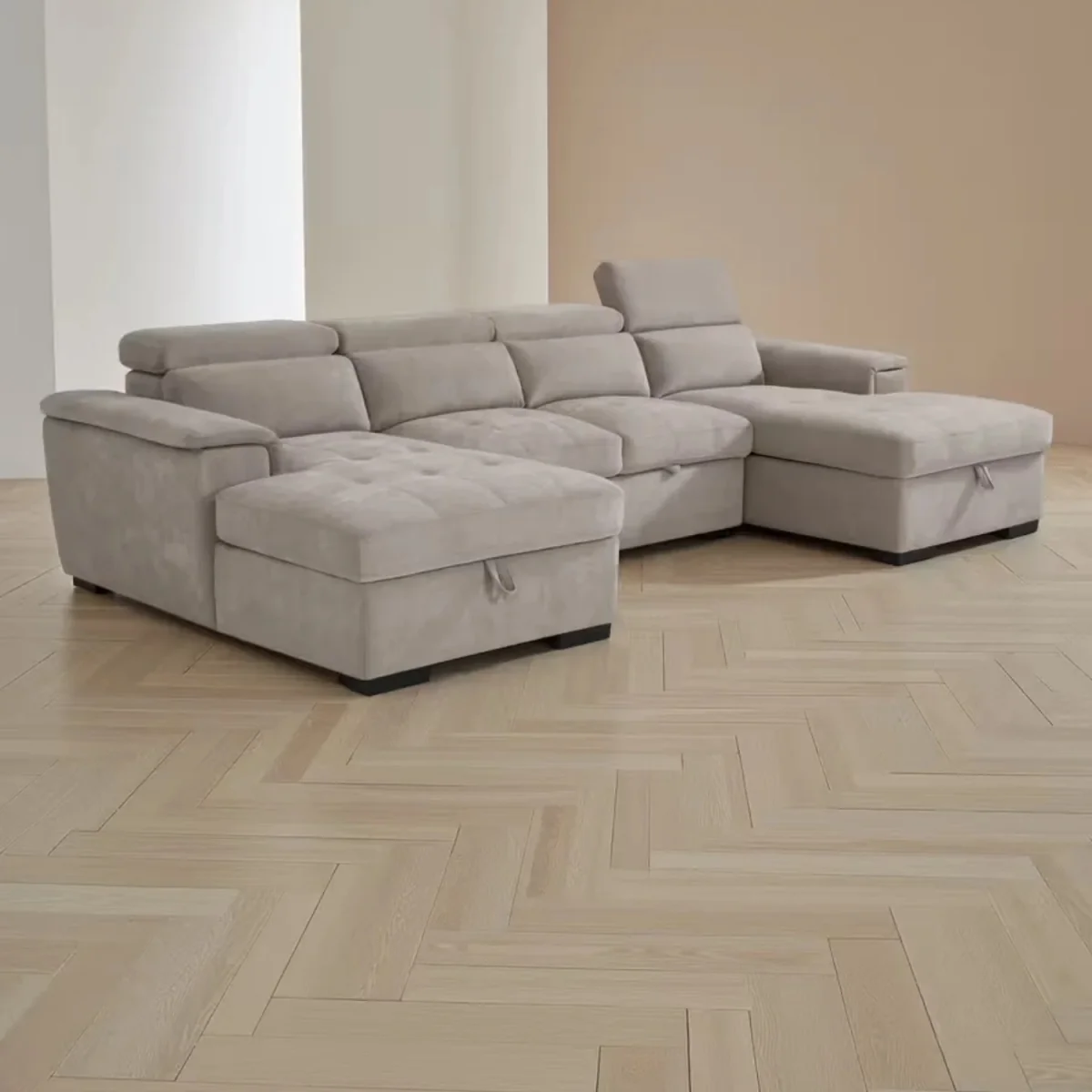 Beige Luxury Alaya U Shape Sofa Bed - Beige – image 3