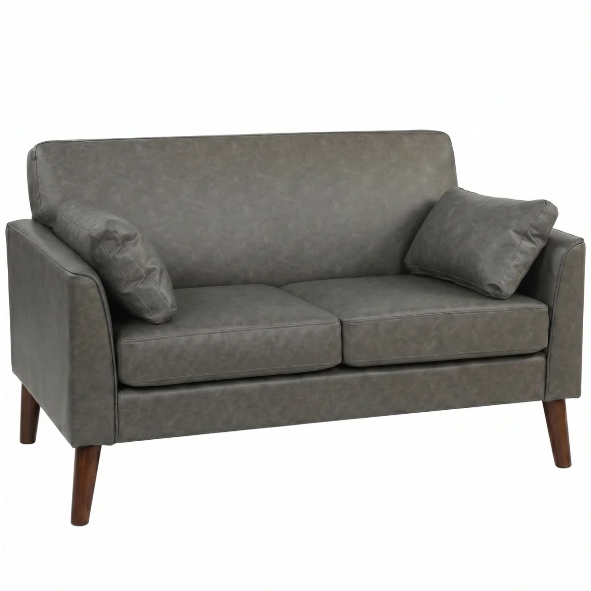 HOMCOM 2 Seater Sofa, 132 cm Modern Small Sofa with Solid Wood Legs - Grey – image 8