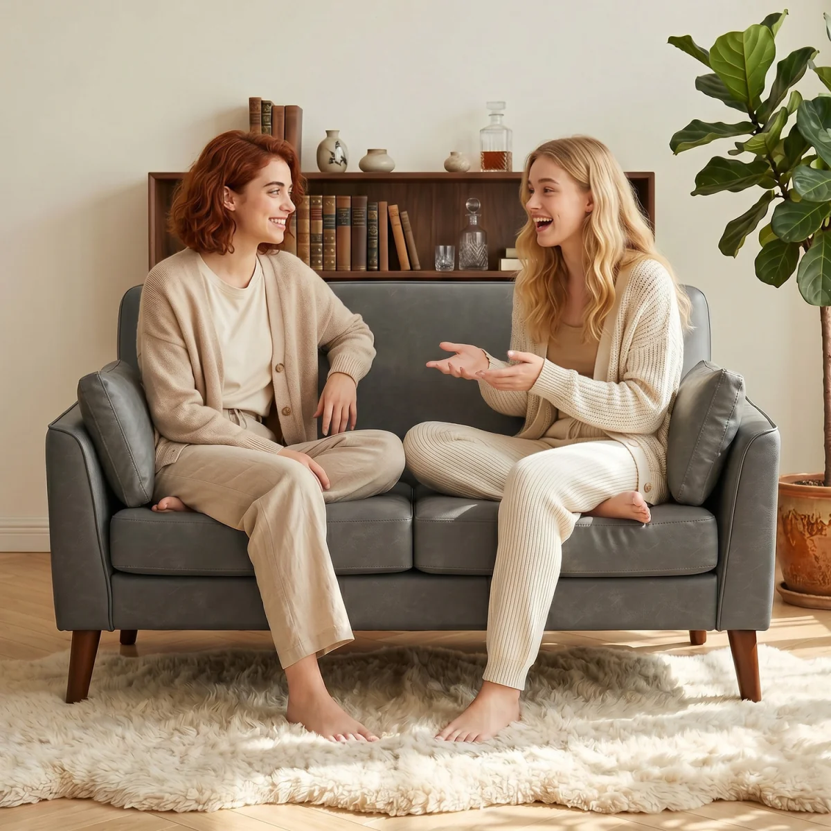 HOMCOM 2 Seater Sofa, 132 cm Modern Small Sofa with Solid Wood Legs - Grey – image 1