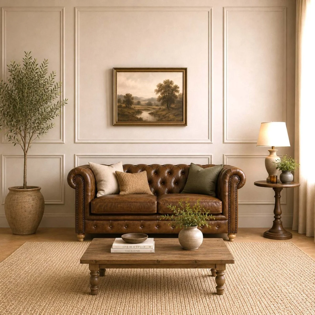 Windsor Leather 2 Seater Sofa - Old English – image 1