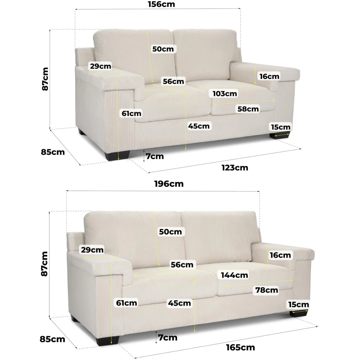 Enzo Jumbo Corduroy Sofa - Cream / 5 – image 3