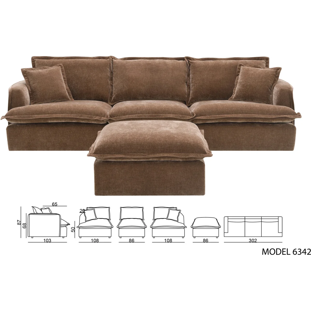Molly 3 Seater Sofa with Ottoman – image 9