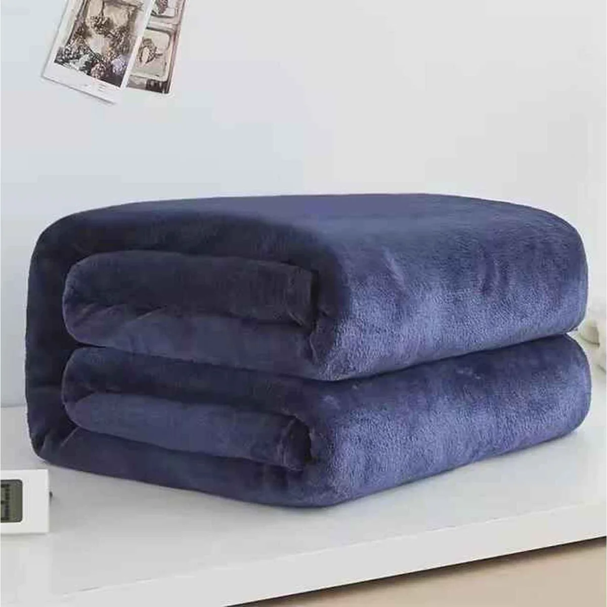 Soft Flannel Fleece Blanket for Bed or Sofa - dark blue – image 4