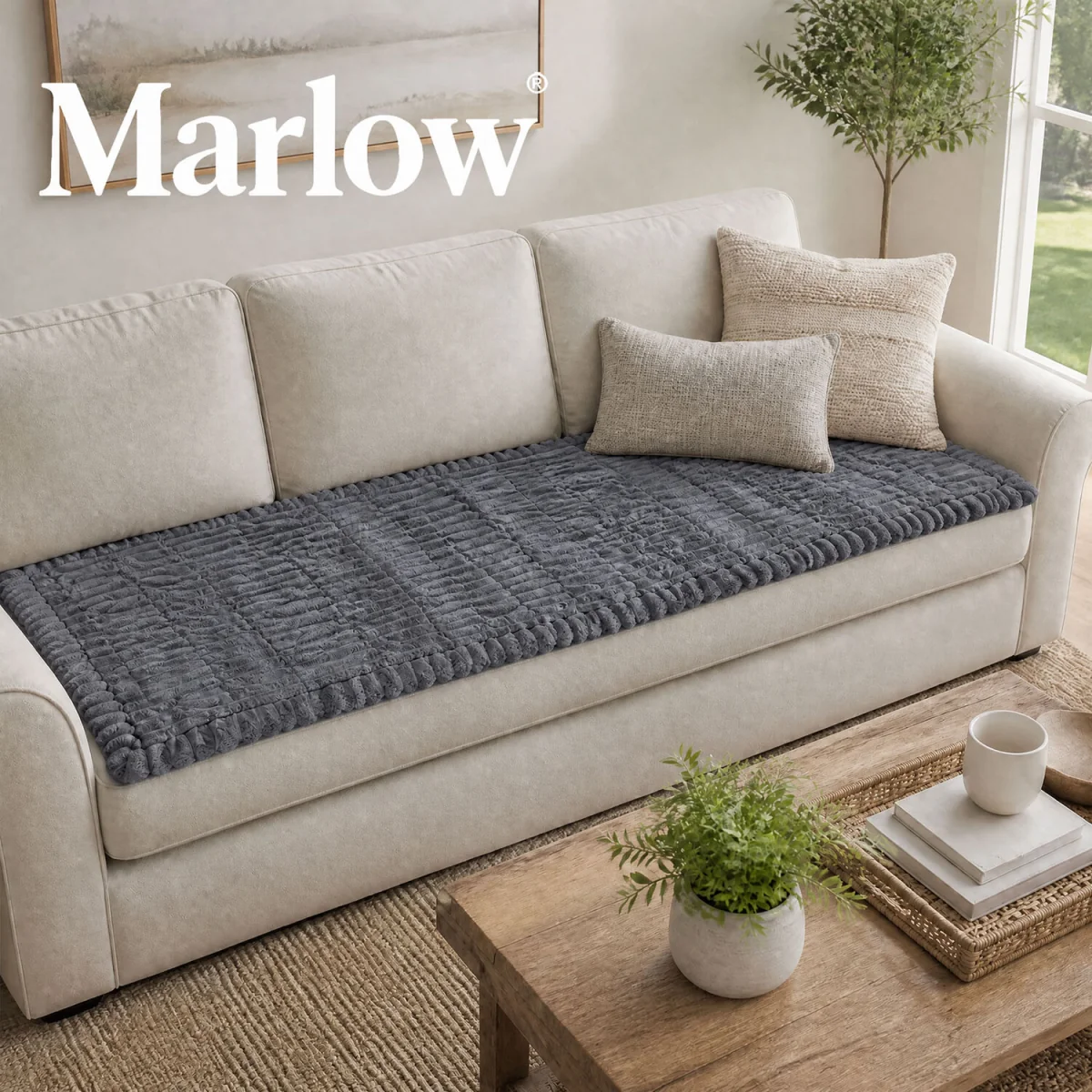Sofa Cover Corduroy 70 x 150cm Non Slip Machine Washable Deep Grey - Dark Grey – image 3