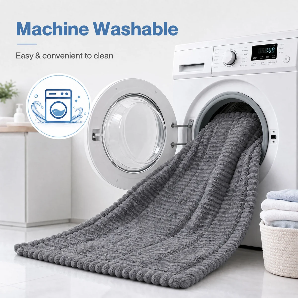 Sofa Cover Corduroy 70 x 150cm Non Slip Machine Washable Deep Grey - Dark Grey – image 8
