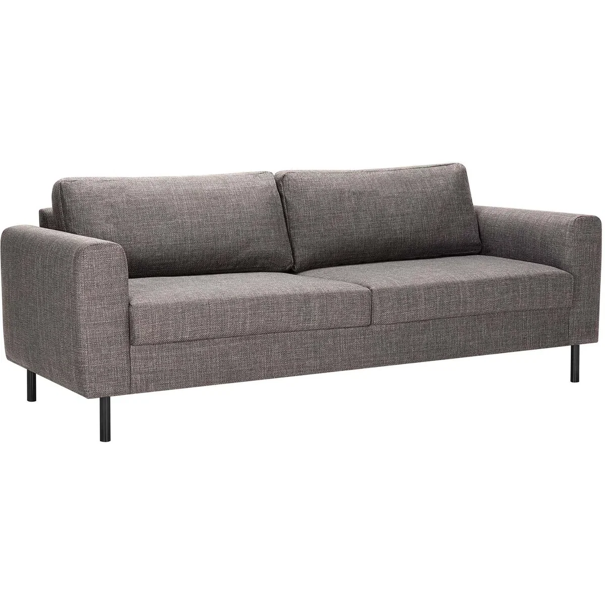 San Sebastian Set of 2 Upholstered 3-Seater Sofas, Light Grey Brown Fabric, Black Steel Legs - Grey – image 3