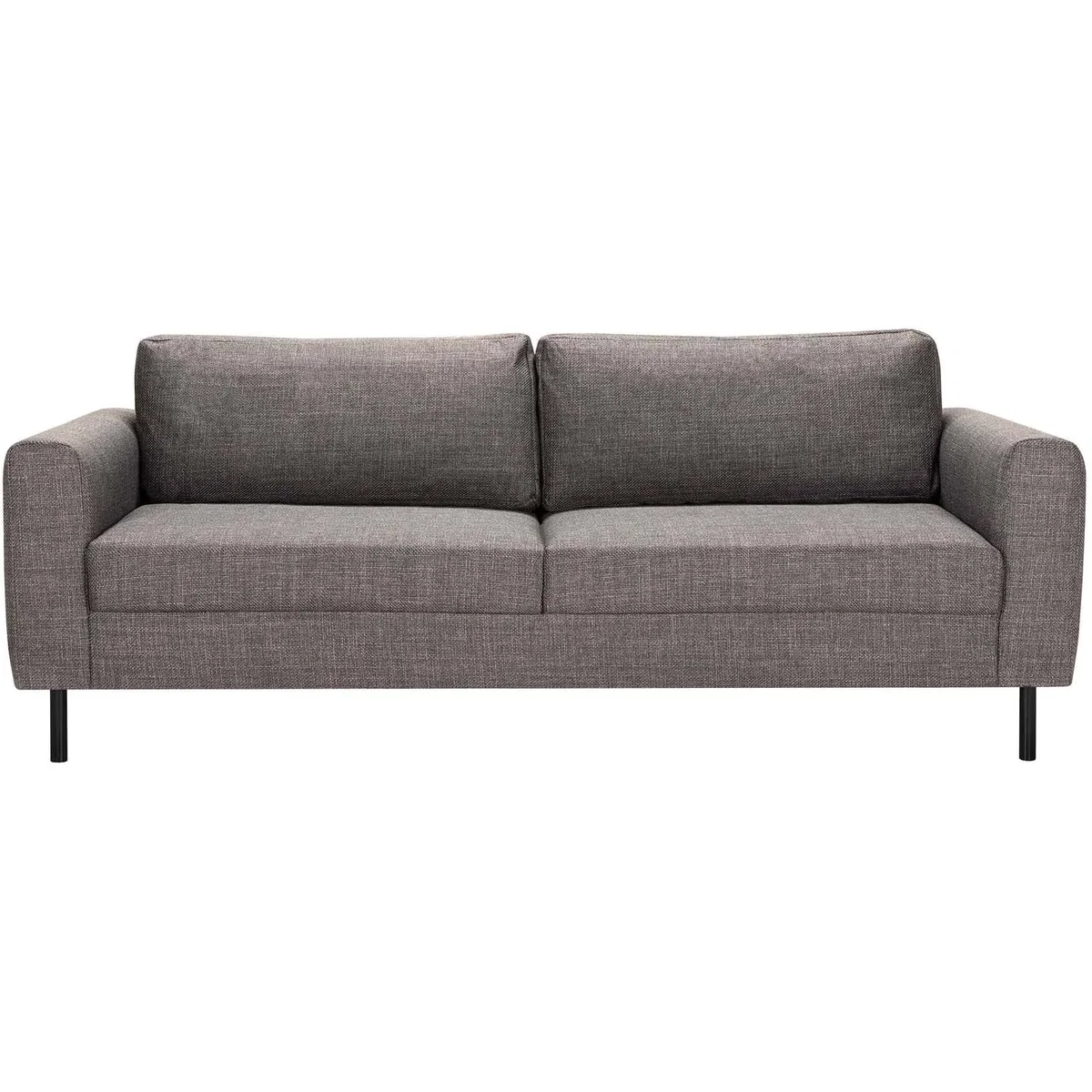 San Sebastian Set of 2 Upholstered 3-Seater Sofas, Light Grey Brown Fabric, Black Steel Legs - Grey – image 4