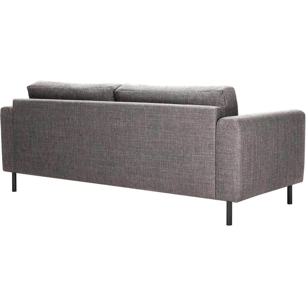 San Sebastian Set of 2 Upholstered 3-Seater Sofas, Light Grey Brown Fabric, Black Steel Legs - Grey – image 5