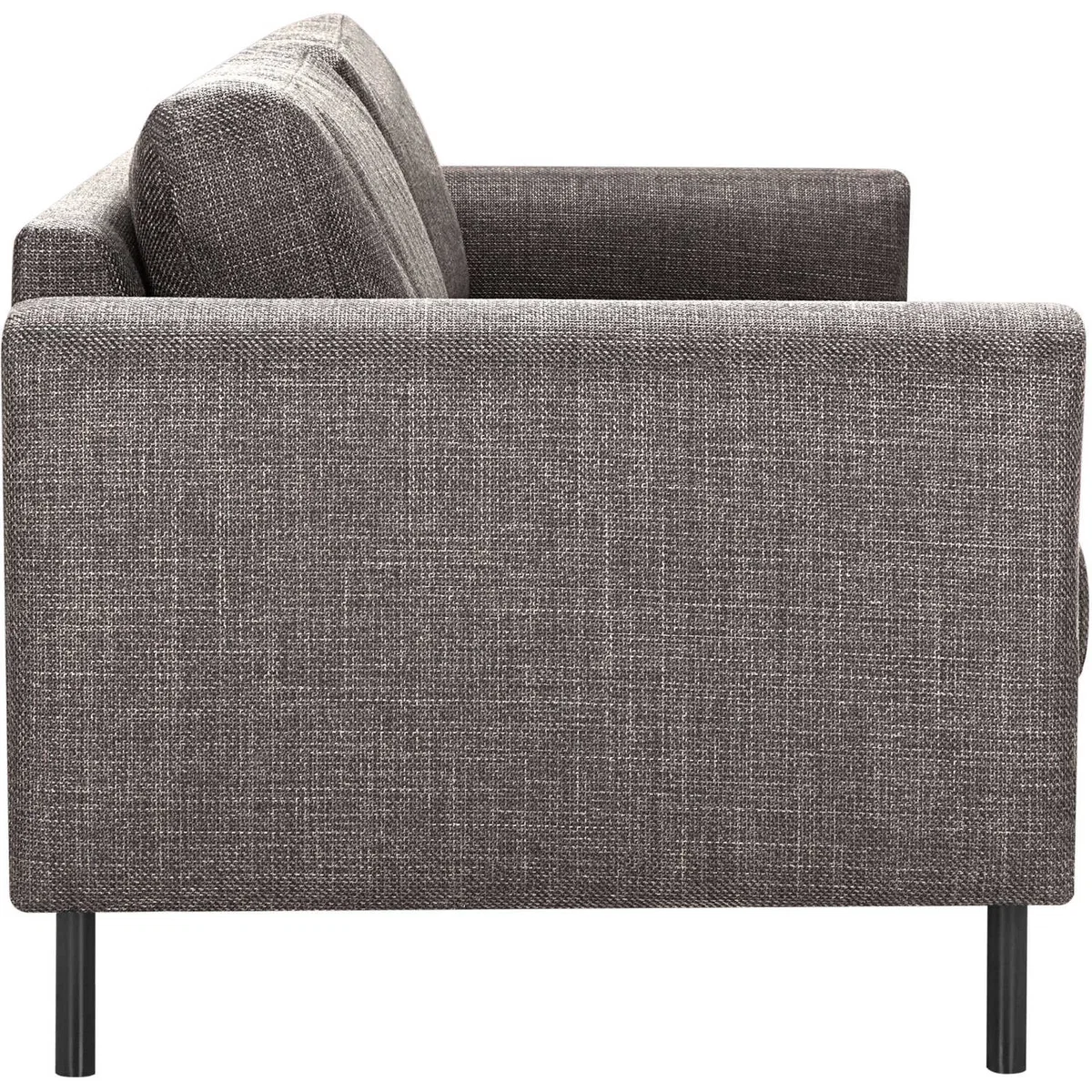 San Sebastian Set of 2 Upholstered 3-Seater Sofas, Light Grey Brown Fabric, Black Steel Legs - Grey – image 7