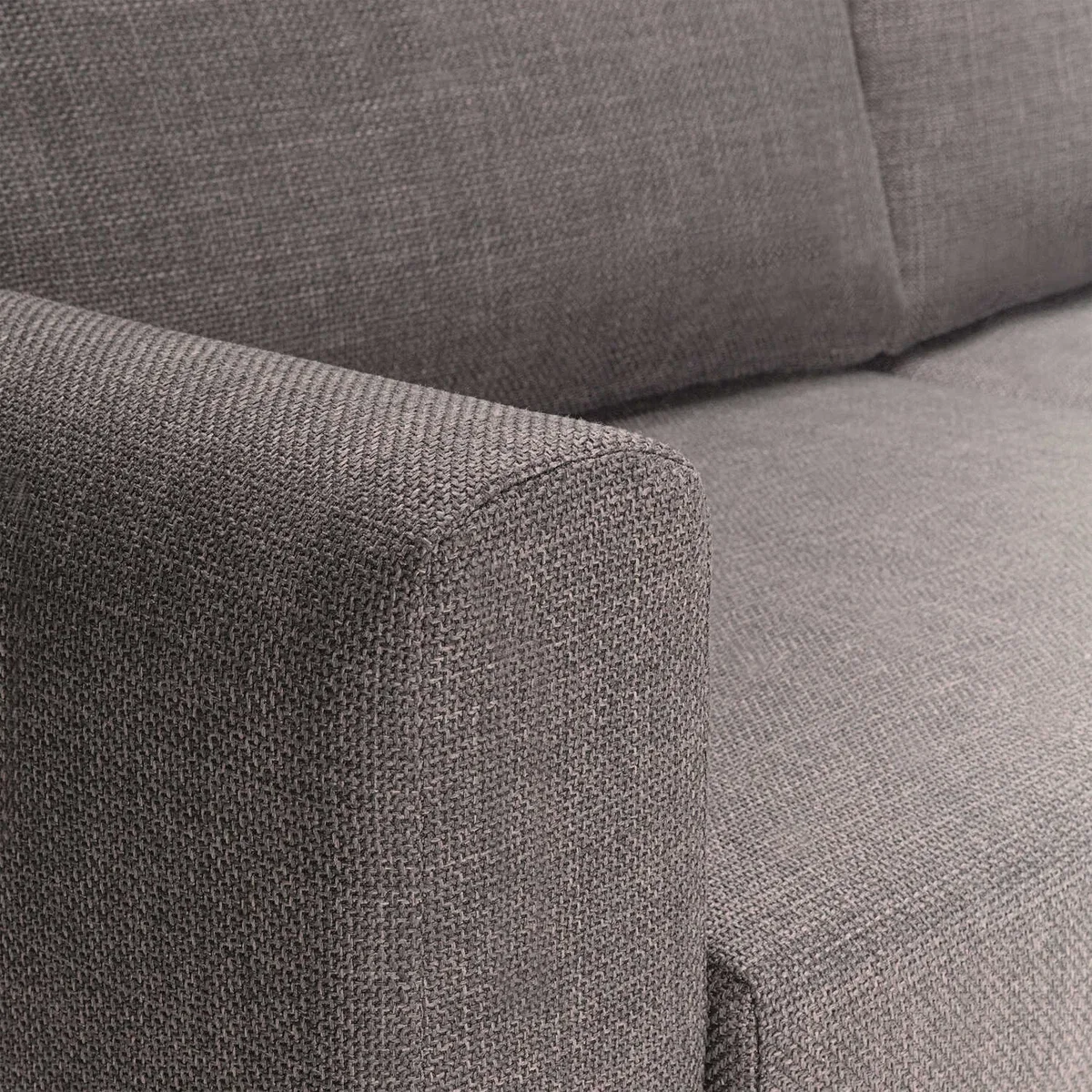 San Sebastian Set of 2 Upholstered 3-Seater Sofas, Light Grey Brown Fabric, Black Steel Legs - Grey – image 1