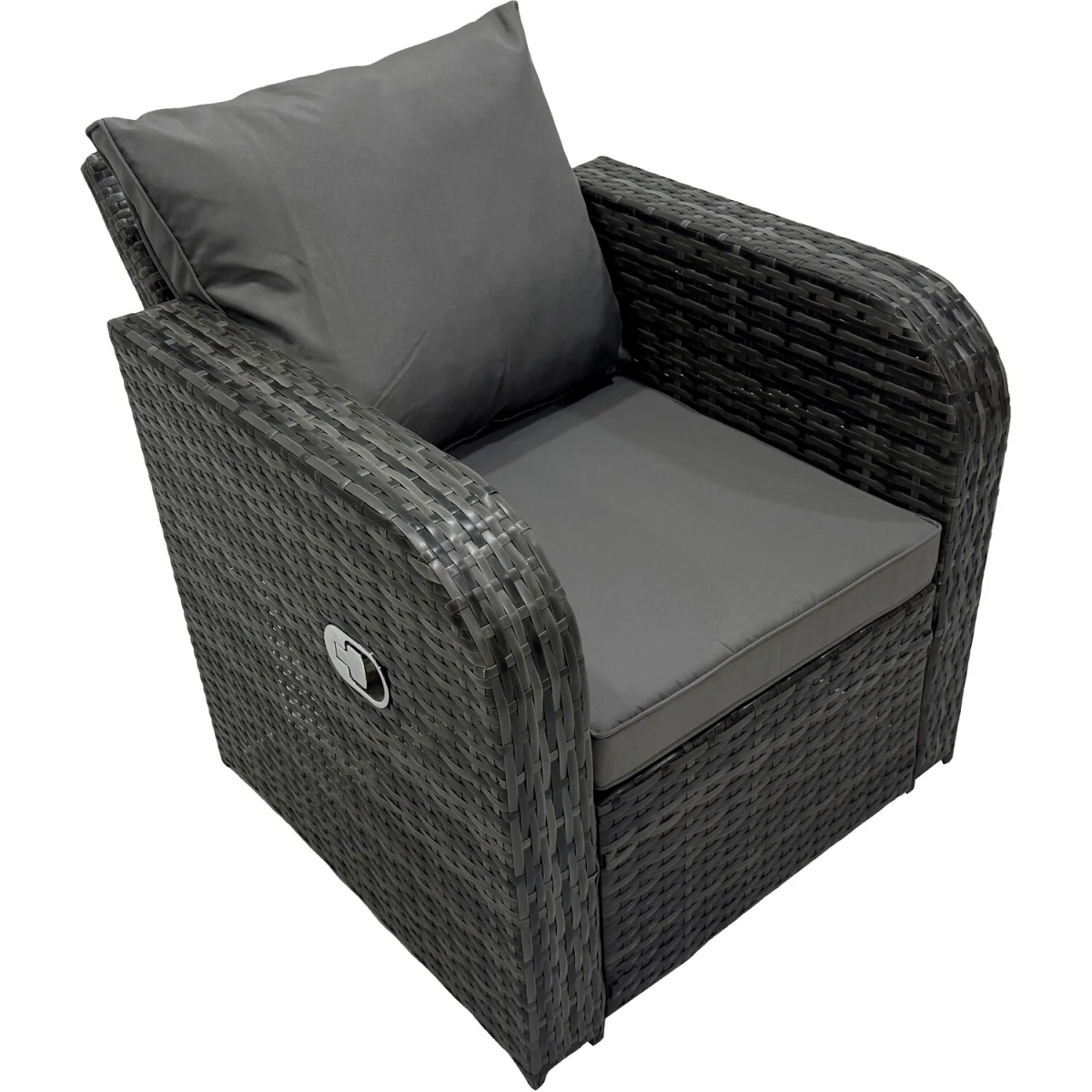 Fimous 8-Seater Patio Rattan Sofa Set with Rising Table and Cushions Dark Grey Mixed - Dark Grey Mixed rattan with dark grey fabric – image 4