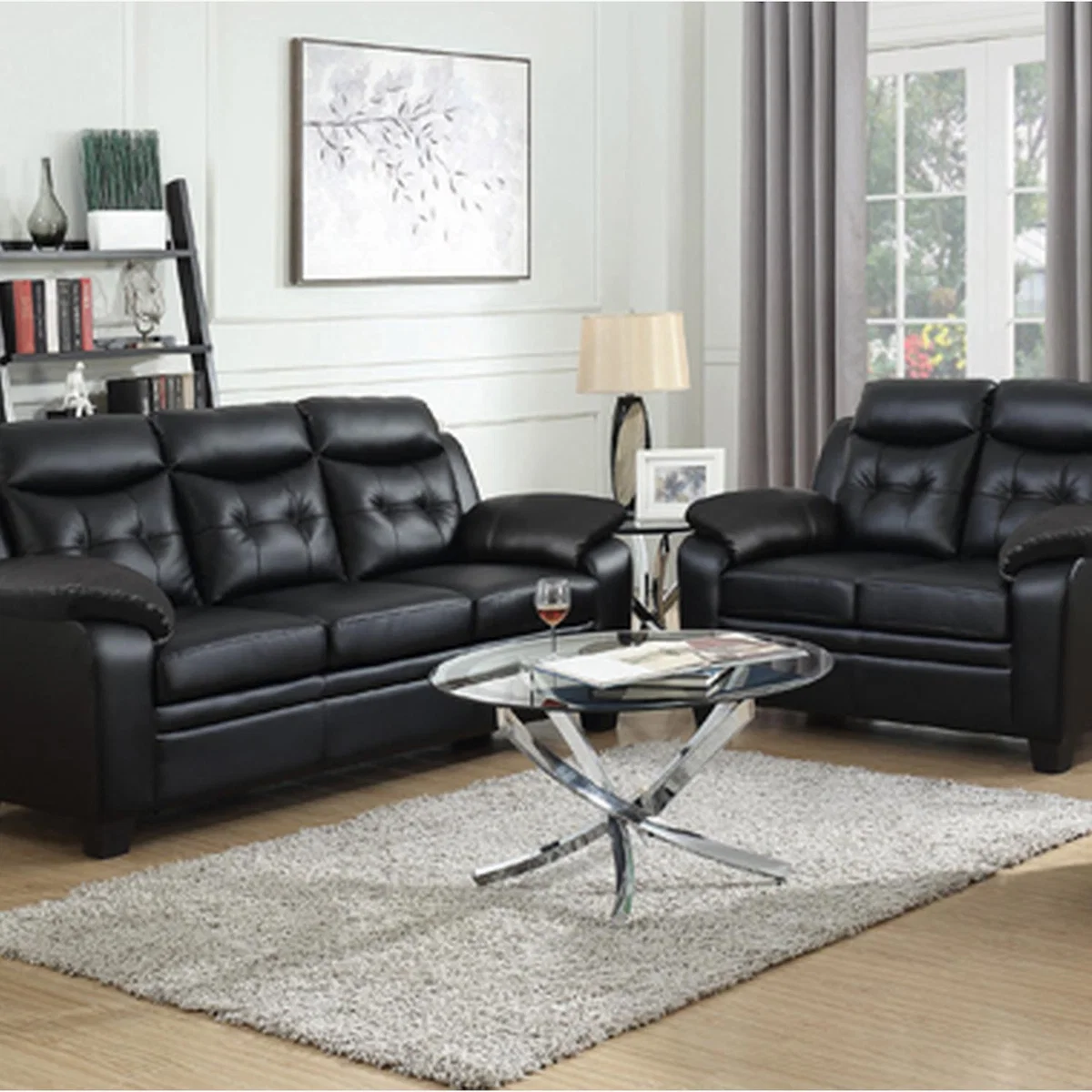 Aura Leather 3 Plus 2 Sofa Set - Grey