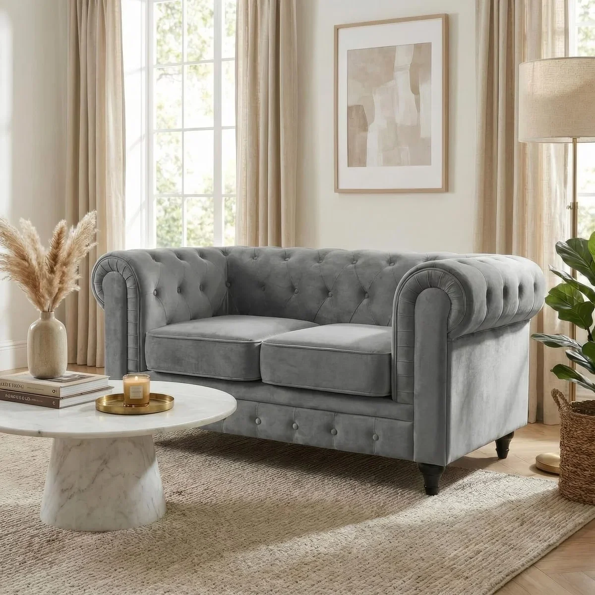 Chesterfield 2 and 3 Seater Sofa Suite – image 4