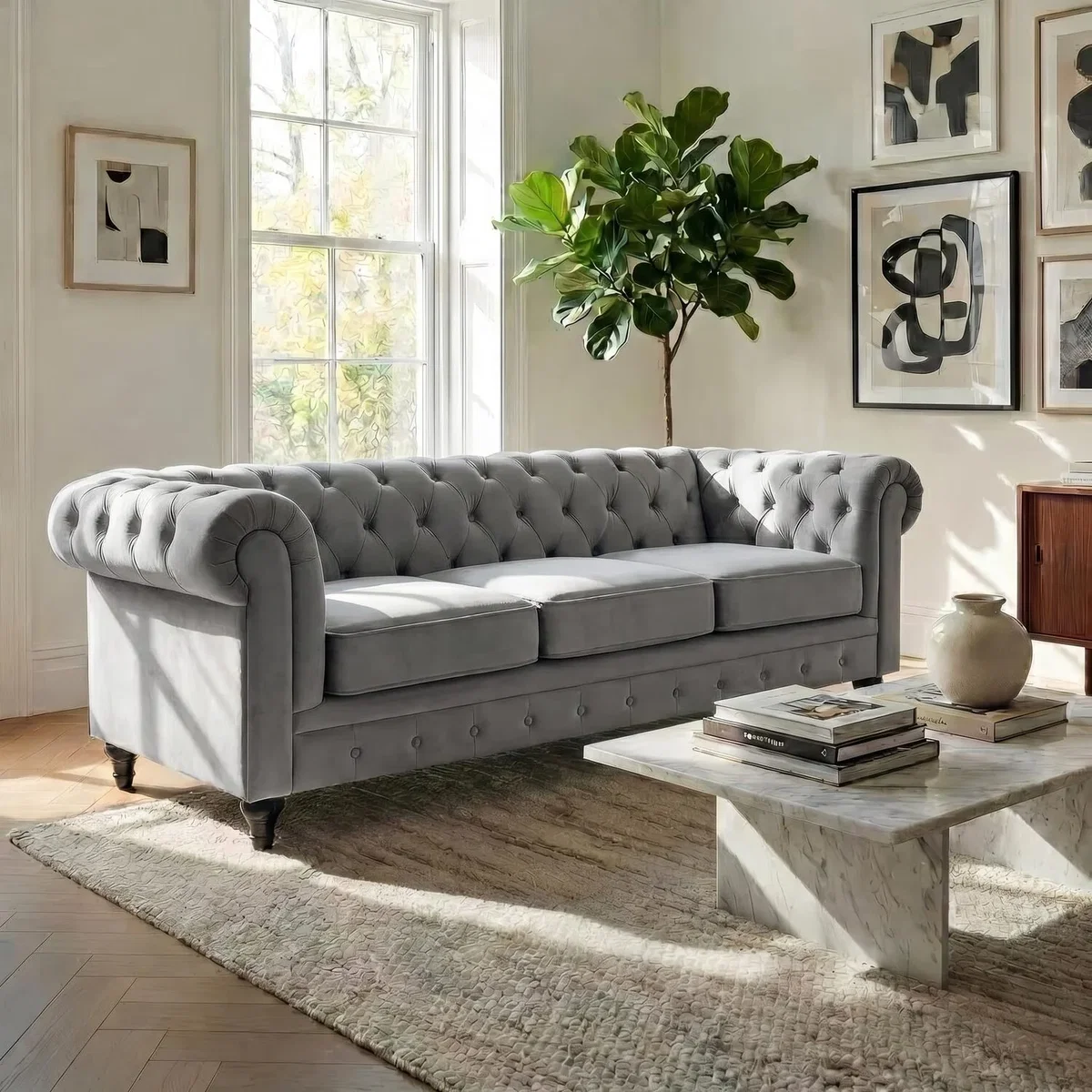 Chesterfield 2 and 3 Seater Sofa Suite – image 5