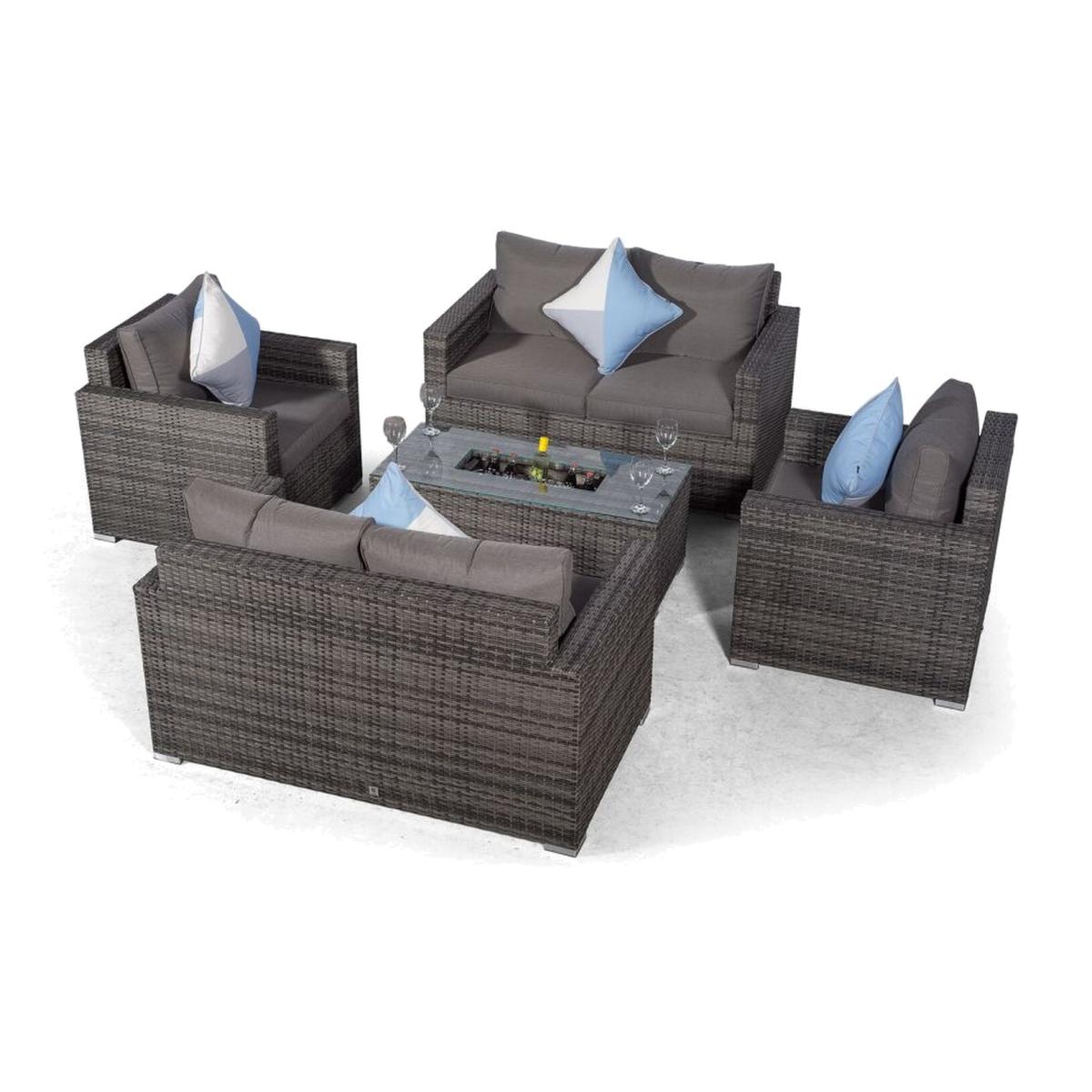 Giardino Sydney 6 Seater Rattan Sofa Set with Drinks Cooler Coffee Table - Grey